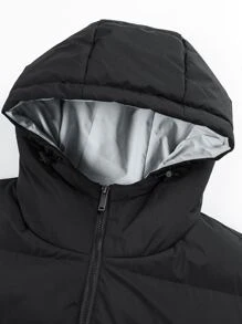 Manfinity Homme Men's Hooded Zipper Vest Winter Coat , Fall Winter - Black - View 3