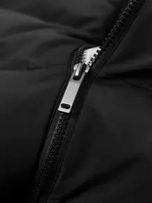 Manfinity Homme Men's Hooded Zipper Vest Winter Coat , Fall Winter - Black - View 7