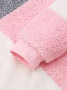 SHEIN Toddler Girls Colourblock Teddy Sweatshirt & Trousers - Multicolor - View 3