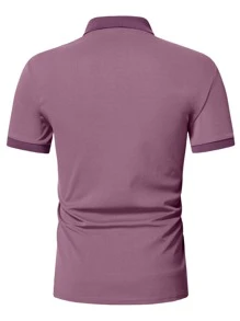 Manfinity Homme Men Quarter Zipper Polo Shirt - Mauve Purple - View 2