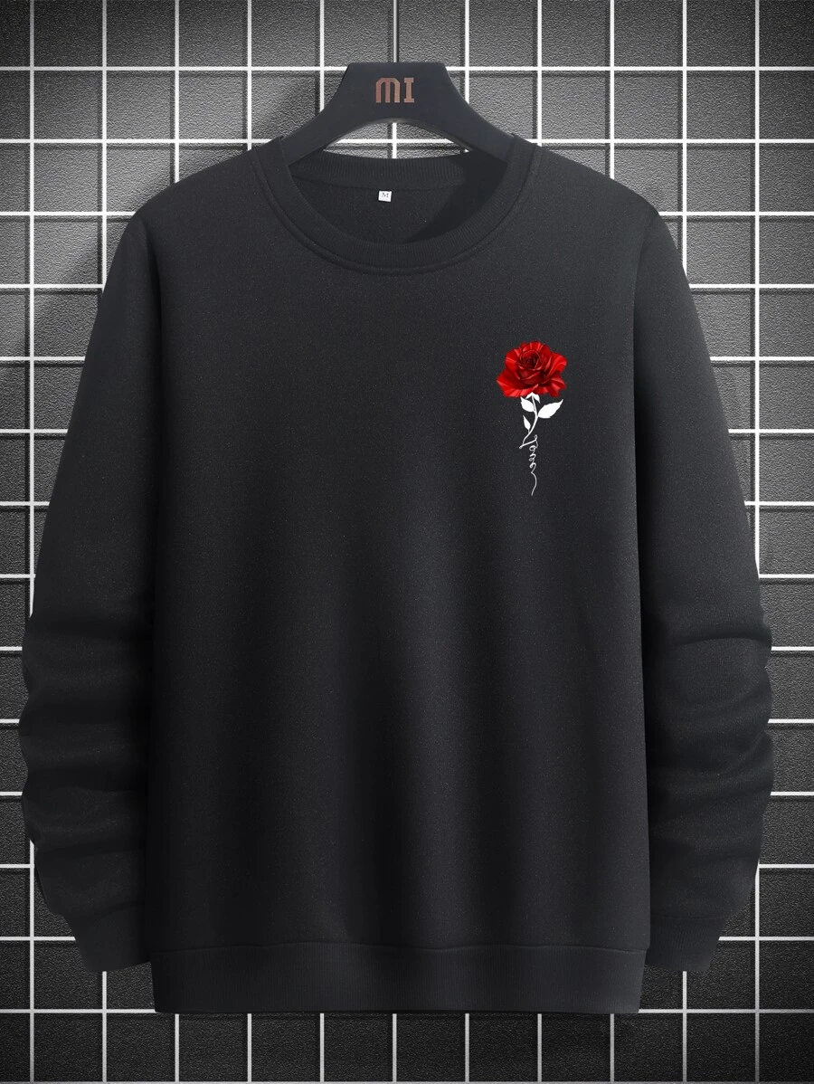 Manfinity Homme Áo nỉ Nam Hoa Lá thư Giải trí - màu đen - Xem 1