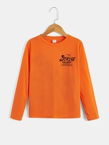 SHEIN Boys Slogan Graphic Tee - Orange - View 2