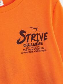 SHEIN Boys Slogan Graphic Tee - Orange - View 3