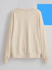 GAME Letter Graphic Drop Shoulder Pullover - Apricot - View 2