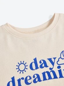 GAME Letter Graphic Drop Shoulder Pullover - Apricot - View 5