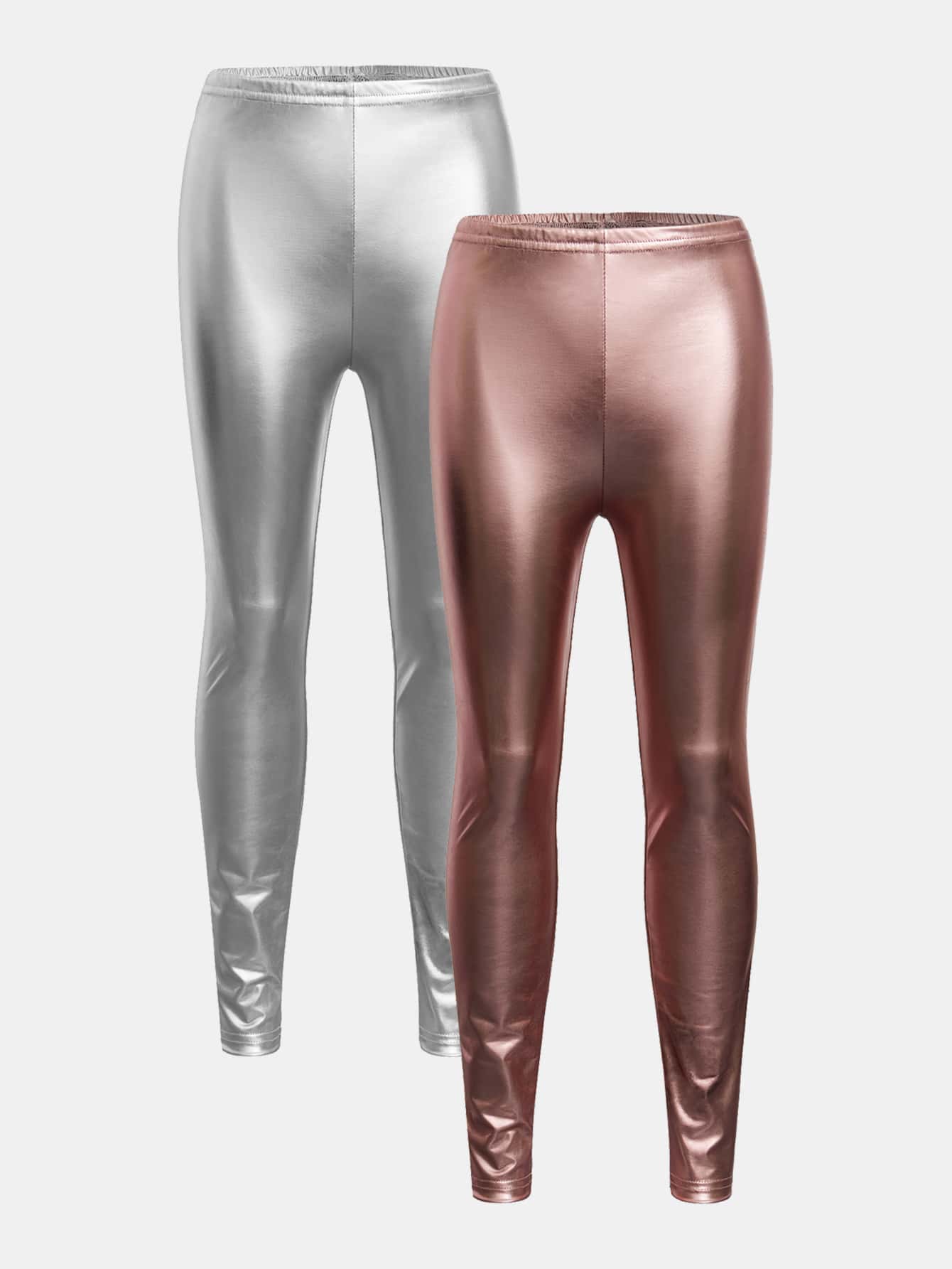 女孩2入組彈性腰帶緊身打底褲 - 彩色 - 查看 1