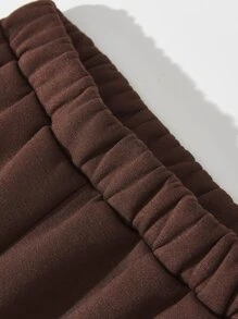 Bộ hai mảnh Gái Dây kéo Lá thư Giải trí - Cà phê nâu - Xem 4