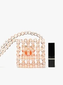 Mini Beaded Design Crossbody Bag - Orange - View 2