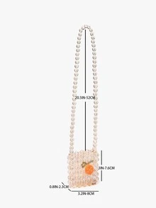 Mini Beaded Design Crossbody Bag - Orange - View 3