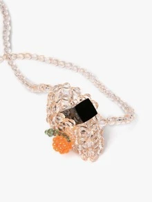 Mini Beaded Design Crossbody Bag - Orange - View 4