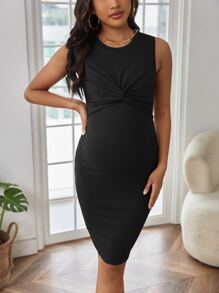 SHEIN Rochie tanc din tricot cu nervuri de maternitate