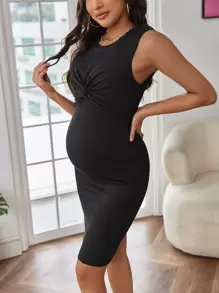 SHEIN Rochie tanc din tricot cu nervuri de maternitate