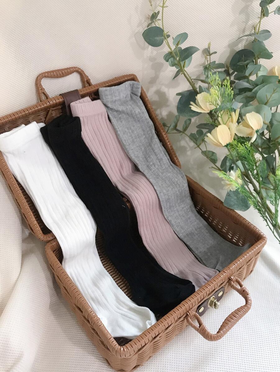4pairs Toddler Girls Solid Tights - Multicolor - View 1