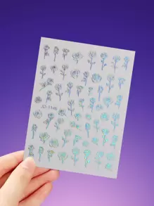 ROMWE 1sheet Laser Rose Pattern Nail Art Sticker - Multicolor - View 1