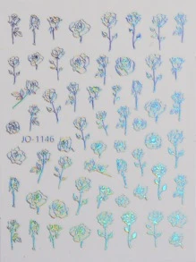 ROMWE 1sheet Laser Rose Pattern Nail Art Sticker - Multicolor - View 2