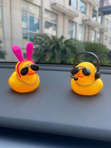 2pcs Duck Design Car Ornament, Rubber Duck - Multicolor - View 1