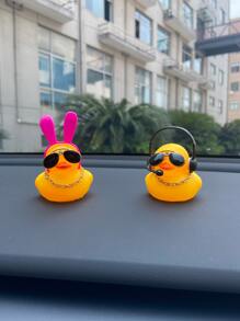 2pcs Duck Design Car Ornament, Rubber Duck - Multicolor - View 3
