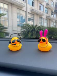 2pcs Duck Design Car Ornament, Rubber Duck - Multicolor - View 4