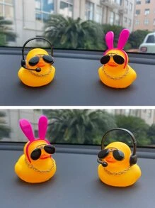 2pcs Duck Design Car Ornament, Rubber Duck - Multicolor - View 5