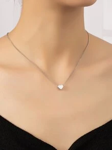 Heart Pendant Necklace - Silver - View 1