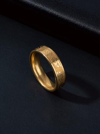 1pc Men's Vintage Style 6MM Wide Dragon Pattern Ring