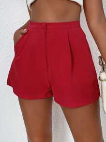Chiquease Plicated Detail Wide Leg Shorts - Red - View 3