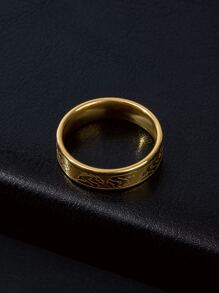 1 chiếc nhẫn họa tiết rồng phong cách cổ điển rộng 6MM dành cho nam - Vàng - Xem 2