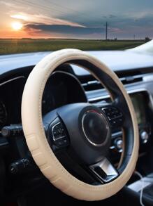 Solid Color Car Steering Wheel Cover - Beige - View 1