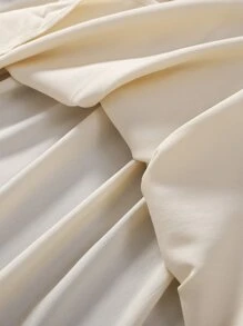 SHEIN Tween Girl Ruffle Trim Pleated Hem Half Button Shirt Dress - Apricot - View 3