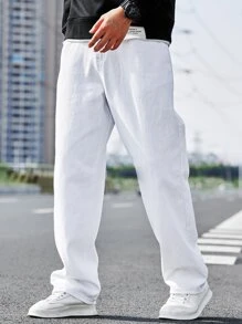 Manfinity Hypemode Men Cotton Slant Pocket Straight Leg Jeans - White - View 3