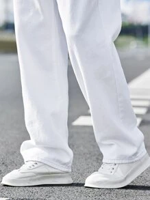 Manfinity Hypemode Men Cotton Slant Pocket Straight Leg Jeans - White - View 6