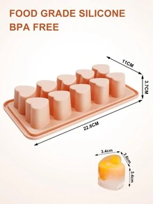 1入組10格愛心設計矽膠冰立方體託盤 - 粉色 - 查看 4