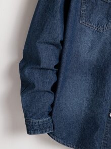 Manfinity Homme Men Cotton Flap Pocket Denim Shirt Without Tee - Dark Wash - View 4