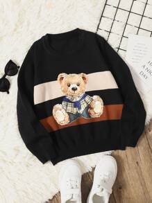 SHEIN Boys Bear Pattern Jumper - Multicolor - View 2