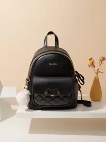 Mochila funcional gato & con diseño de pompón - Negro - Ver 1