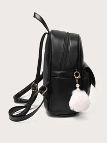 Mochila funcional gato & con diseño de pompón - Negro - Ver 4