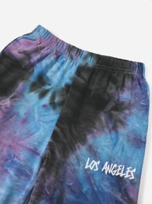 SHEIN Bộ hai mảnh Trai Lá thư Cà vạt nhuộm Giải trí - Nhiều màu - Xem 4