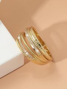 Cubic Zirconia Decor Ring - Yellow Gold - View 2