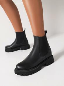 Minimalist Slip On Chelsea Boots - Black - View 1