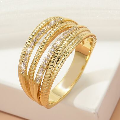 方晶鋯石裝飾戒指