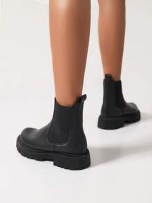 Minimalist Slip On Chelsea Boots - Black - View 2