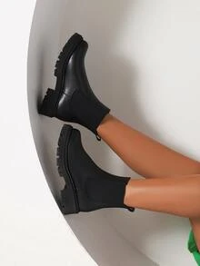 Minimalist Slip On Chelsea Boots - Black - View 3