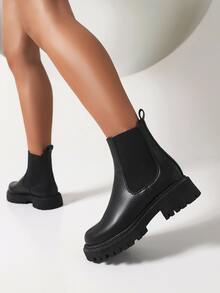 Minimalist Slip On Chelsea Boots - Black - View 4