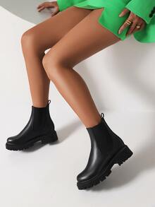 Minimalist Slip On Chelsea Boots - Black - View 5