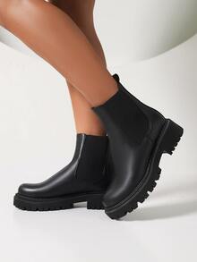 Minimalist Slip On Chelsea Boots - Black - View 6