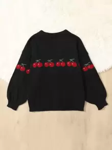 SHEIN Qutie áo hở cổ kích thước lớn Nút phía trước Rau quả Giải trí - màu đen - Xem 2