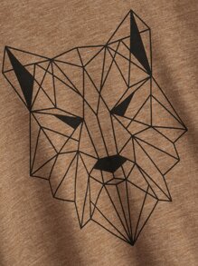 SHEIN Tween Boy Geometric Animal Printed Cartoon Pattern T-Shirt, Casual Daily Summer - Mocha Brown - View 4