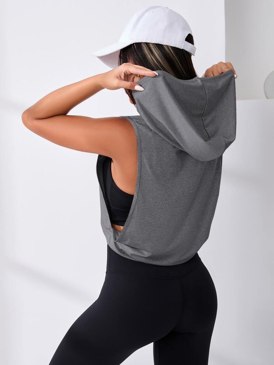 SHEIN Sport Studio Cut Out Drawstring Sports Hoodie Cropped Hoodie ...