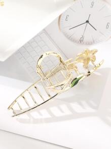 花朵設計髮爪 - 黃色 - 查看 4