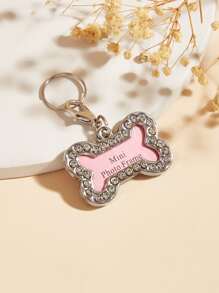 Identificador para mascotas con diseño de diamante de imitación hueso - Multicolor - Ver 1